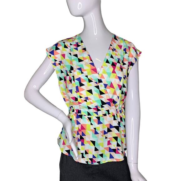 Attention Women Top Slit Sleeve Multicolor Size S Elastic Waist - Picture 1 of 9